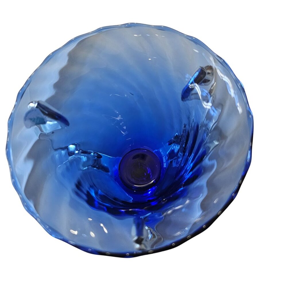 Partylite Cobalt Blue Soliloquy Candleholder 6" glass metal tealight votive hold - Picture 3 of 7